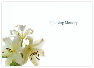In Loving Memory (White Lilies) - 90mm x 125mm Florist Cards