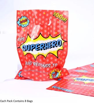 Superhero Childrens Party Loot Bags - Treat Favour Goody Bags - 22cm x 18cm