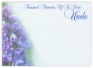 Treasured Memories Uncle (Lilac) - 90mm x 125mm Florist Cards