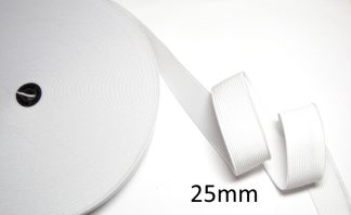 Wide Flat Elastic 25mm - White