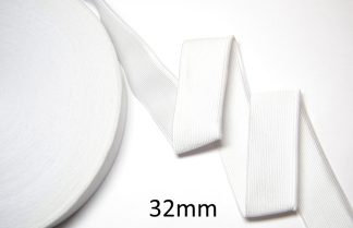 Wide Flat Elastic 32mm - White