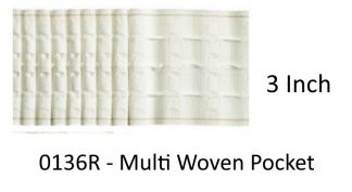 0136R - 3" Multi Woven Pocket 76mm - White Pencil Pleat Curtain Heading Tape