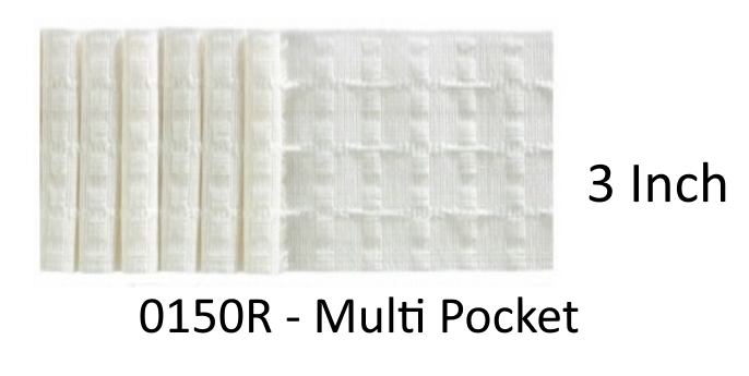 0150R - 3" Multi Pocket 76mm - White Pencil Pleat Curtain Heading Tape