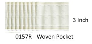 0157R - 3" Woven Pocket 76mm - White Pencil Pleat Curtain Heading Tape