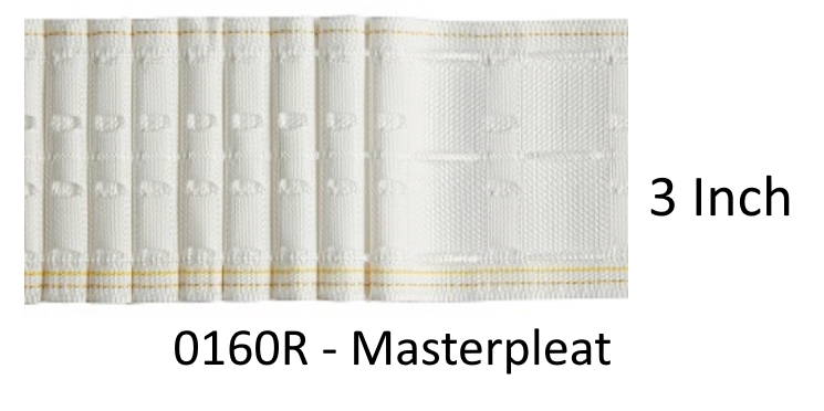 0160R - 3" Masterpleat 76mm - White Pencil Pleat Curtain Heading Tape