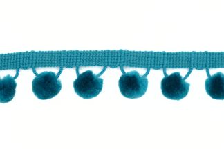 Soft Pom Pom Fringe Trim - Turquoise 15mm