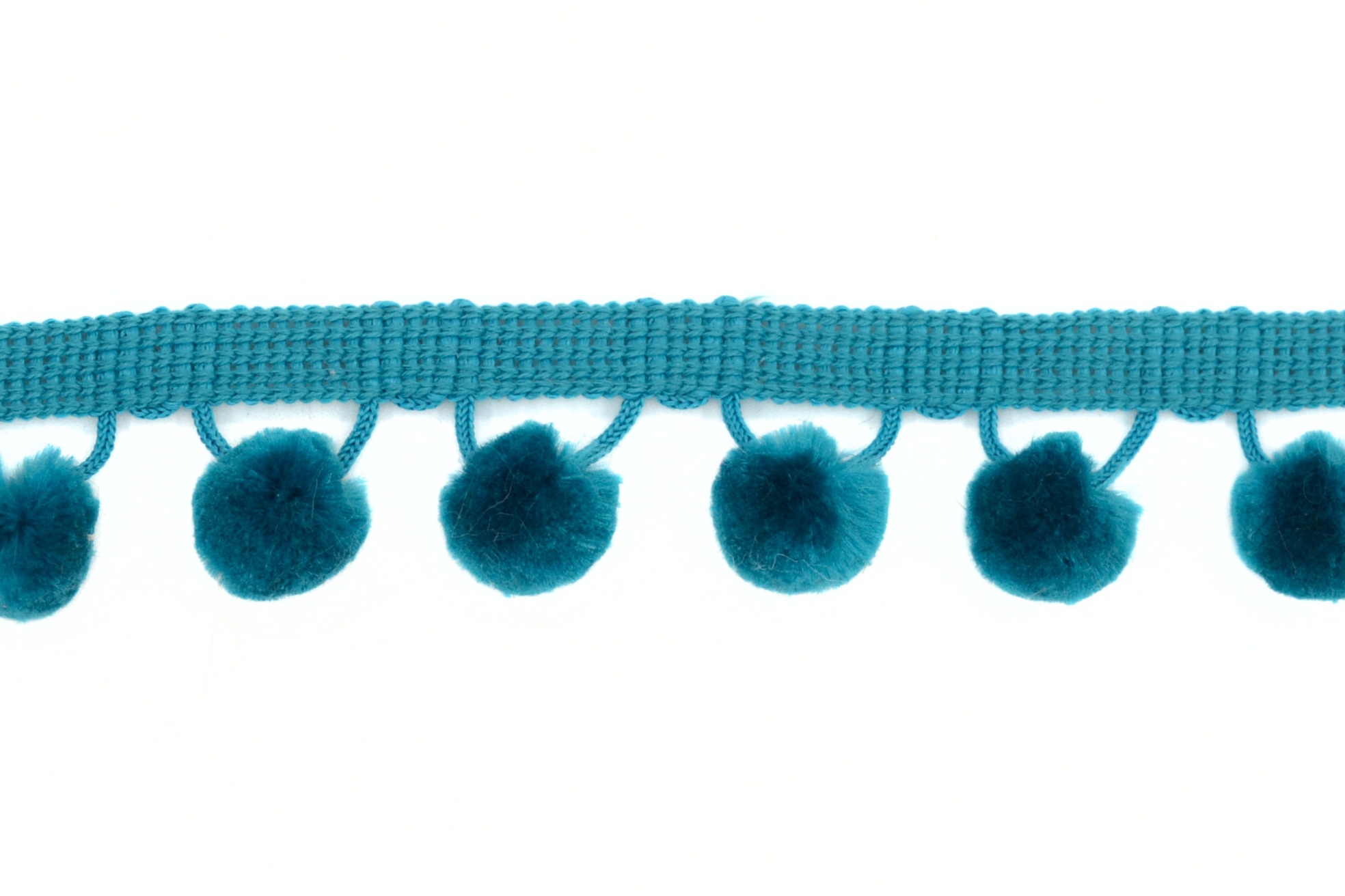 Soft Pom Pom Fringe Trim - Turquoise 15mm