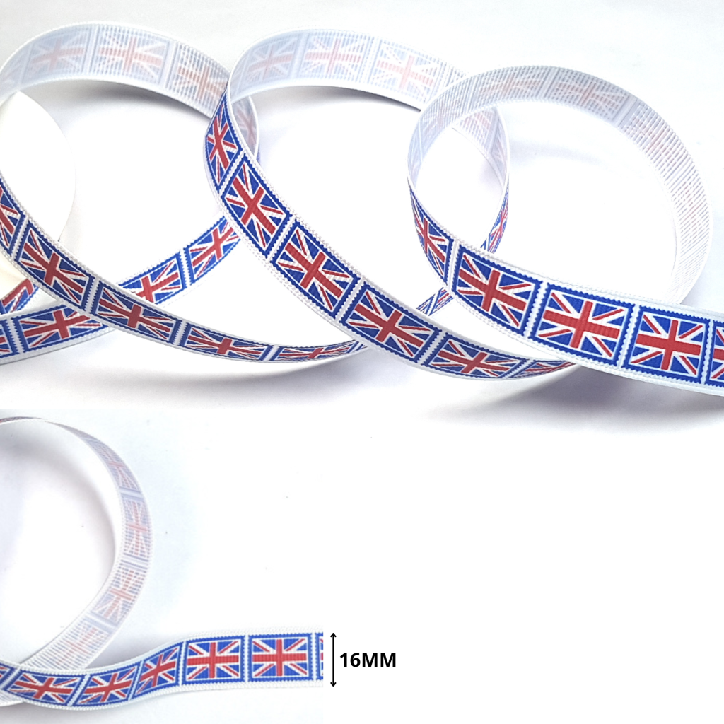 Union Jack Flag Stamp 16mm Grosgrain Ribbon CelloExpress
