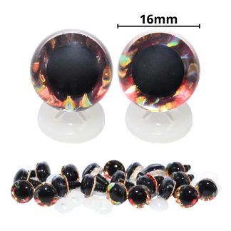 16mm Iridescent Pearl 2 Tone 3D Glitter Eyes with Plastic Backs