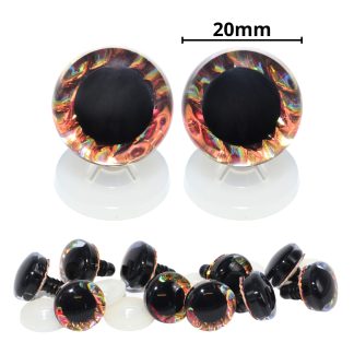 20mm Iridescent Pearl 2 Tone 3D Glitter Eyes with Plastic Backs