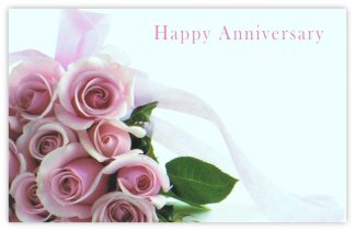 Happy Anniversary (Pink Roses) - 60mm x 90mm Florist Cards