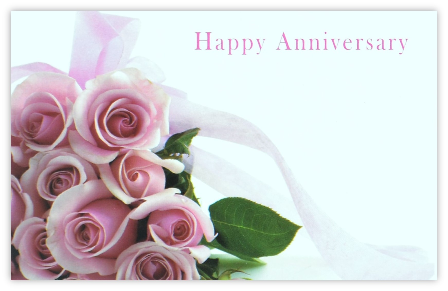 Happy Anniversary (Pink Roses) - 60mm x 90mm Florist Cards - CelloExpress