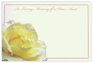 In Loving Memory Aunt (Cream Rose) - 60mm x 90mm Florist Cards
