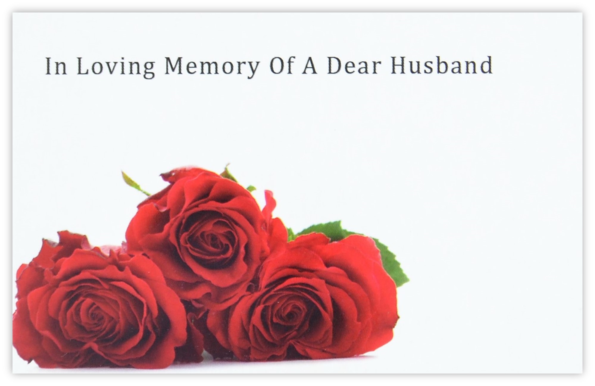 In Loving Memory Husband (3 Red Roses) 60mm x 90mm Florist Cards