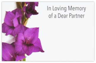 In Loving Memory Partner (Purple Gladioli) - 60mm x 90mm Florist Cards