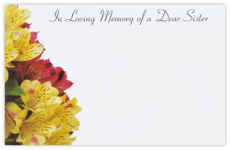 In Loving Memory Sister (Lily of the Incas) - 60mm x 90mm Florist Cards