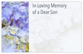 In Loving Memory Son (Hydrangea) - 60mm x 90mm Florist Cards
