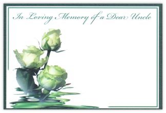 In Loving Memory Uncle (3 White Roses) - 60mm x 90mm Florist Cards