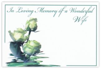 In Loving Memory Wife (3 White Roses) - 60mm x 90mm Florist Cards