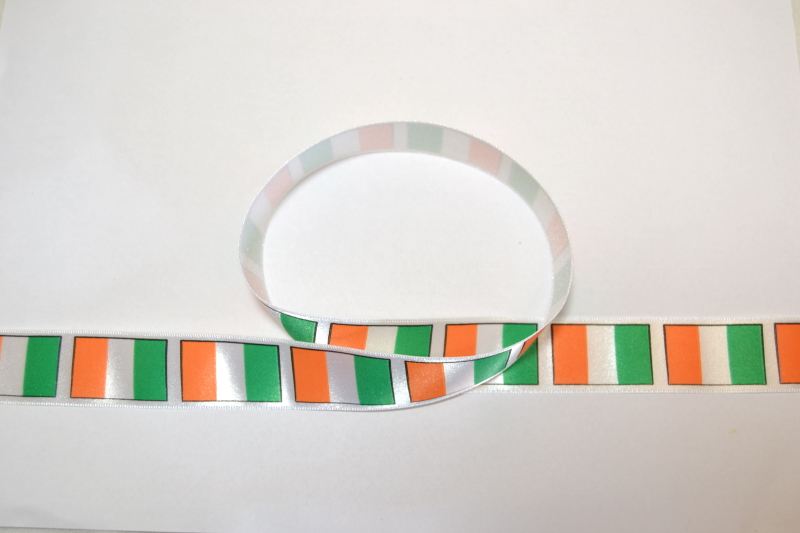 25mm Printed Single Satin Ribbon - Irish Flag