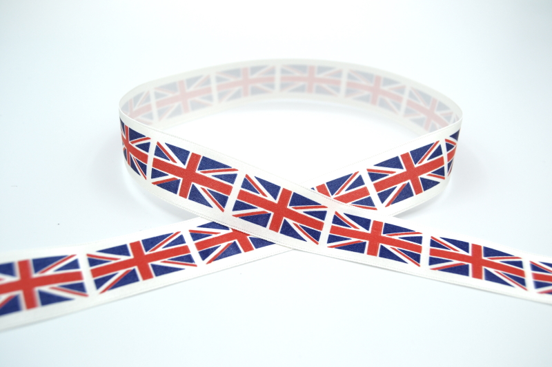 25mm Printed Single Satin Ribbon - Union Jack