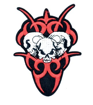 1-5 Patch - 3 Red Skulls - Patch 115 - Skull Themed Sew/Iron On Embroidered Patch