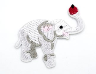1-5 Patch - Elephant with Apple - Fun Themed Sew/Iron On Embroidered Patch