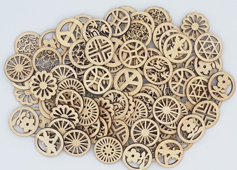 Mixed Shape Undyed Wood Filigree Joiners Links - Various Unique Wooden Buttons and Cabochons - Sewing & Embroidery - Dressmaking