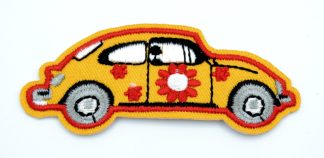 1-5 Patch - Orange Flower Car - Fun Themed Sew/Iron On Embroidered Patch
