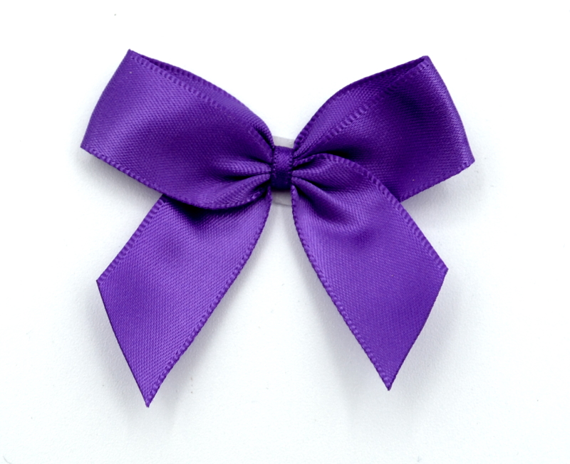 Purple 465 - 5cm Pre-tied Self Adhesive Satin Bows (16mm Ribbon) | Gifts, Arts & Crafts