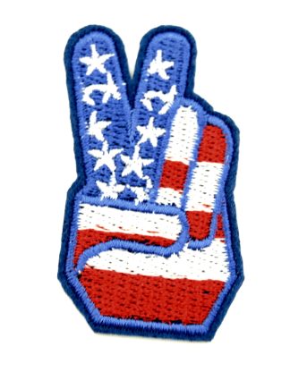USA Peace Hand - Patch 78 - Sew/Iron On Embroidered Patch