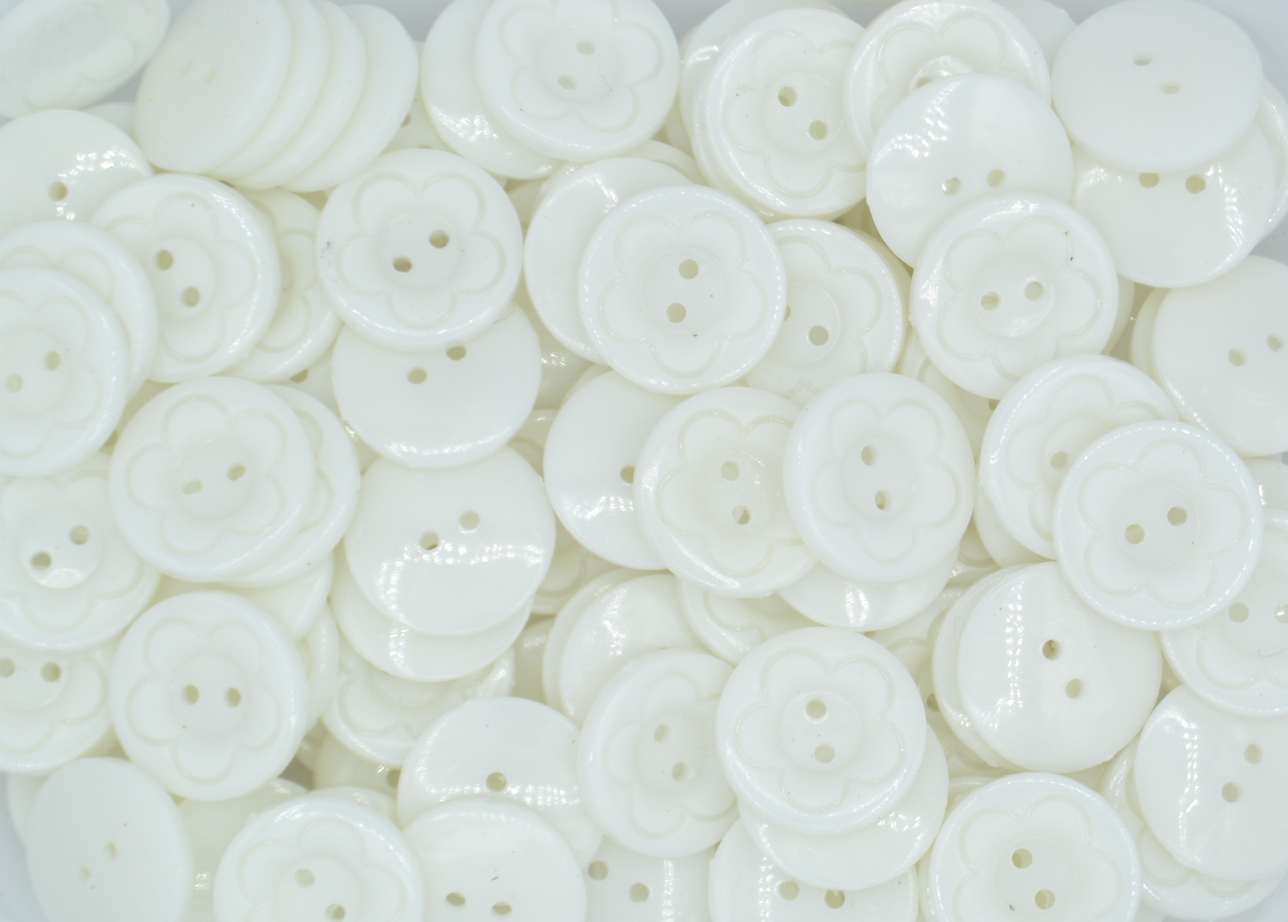 White - Flower Shirt 2 Hole 25mm - Acrylic Buttons for Costumes & Children's Craft Projects