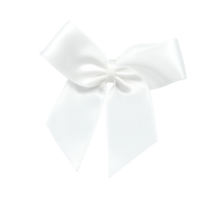 White 001 - 5cm Pre-tied Self Adhesive Satin Bows (16mm Ribbon) | Gifts, Arts & Crafts