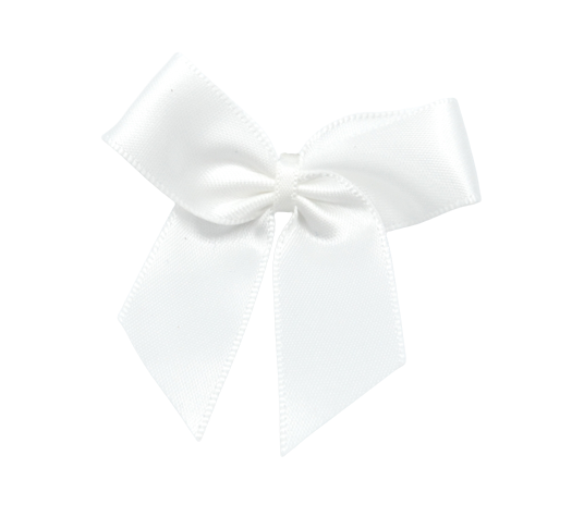 White 001 - 5cm Pre-tied Self Adhesive Satin Bows (16mm Ribbon