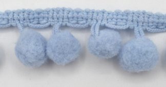 Soft Pom Pom Fringe Trim - Blue Bird 10mm