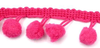 Soft Pom Pom Fringe Trim - Cerise 10mm
