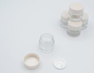 Round Glass Jars with Lids and Inserts - 5ml Clear - White Lids