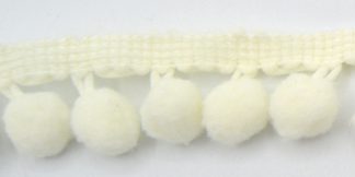 Soft Pom Pom Fringe Trim - Cream 10mm