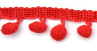 Soft Pom Pom Fringe Trim - Good Red 10mm