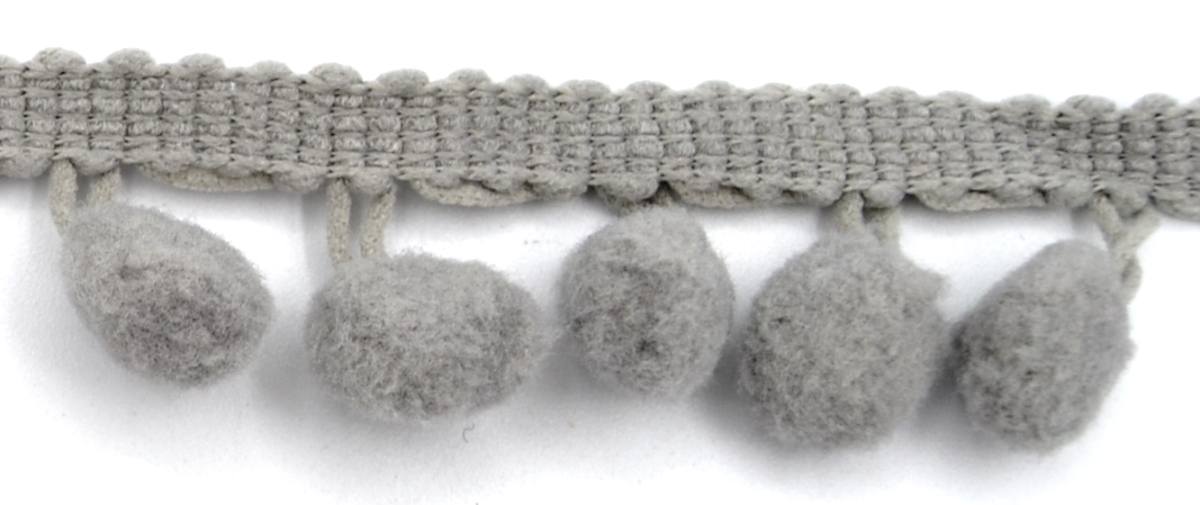 Soft Pom Pom Fringe Trim - Grey 10mm