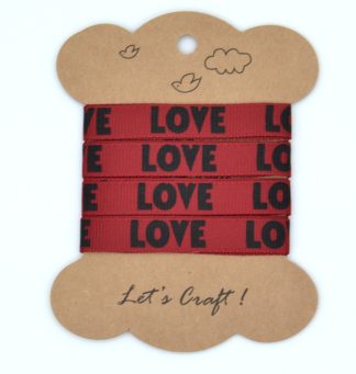 10mm x 1.5m Grosgrain Ribbon - Dark Red Love
