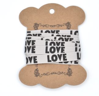10mm x 1.5m Grosgrain Ribbon - Grey Love