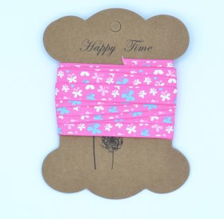 10mm or 15mm x 1.5m Grosgrain Ribbon - Pink Butterflies