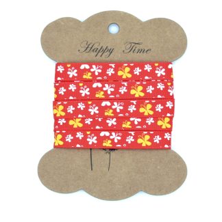 10mm or 15mm x 1.5m Grosgrain Ribbon - Red Butterflies