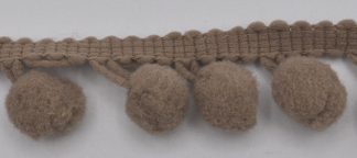Soft Pom Pom Fringe Trim - Light Brown 10mm
