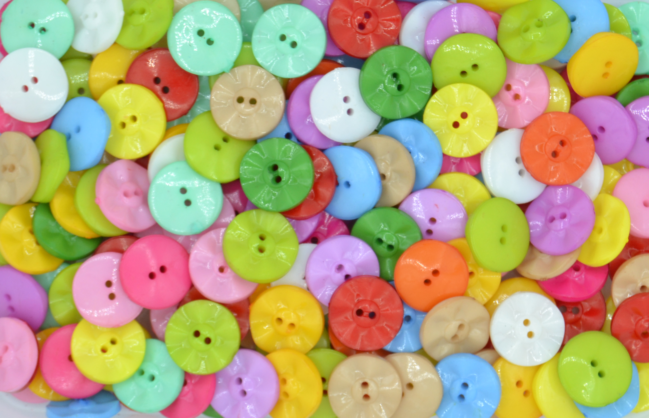 Mixed - Fluted Round Buttons 2 Hole 15mm - Acrylic Buttons for Costumes & Children's Craft Projects