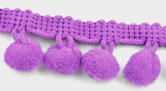 Soft Pom Pom Fringe Trim - Purple 10mm
