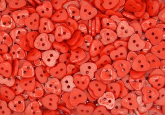 Red - Heart 2 Hole 12mm - Acrylic Buttons for Costumes & Children's Craft Projects