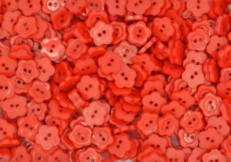 Red - Plum Blossom 15mm - Acrylic Buttons for Costumes & Children's Craft Projects
