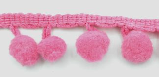 Soft Pom Pom Fringe Trim - Rose 10mm
